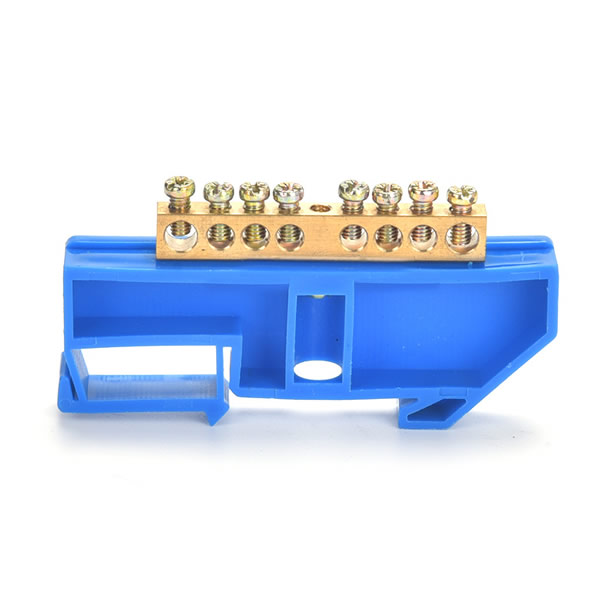 China DIN Rail Mounted Neutral Busbar Terminal Block Blue Manufacturers