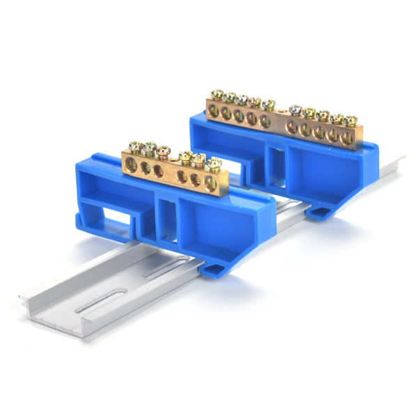 China DIN Rail Mounted Neutral Busbar Terminal Block Blue Manufacturers